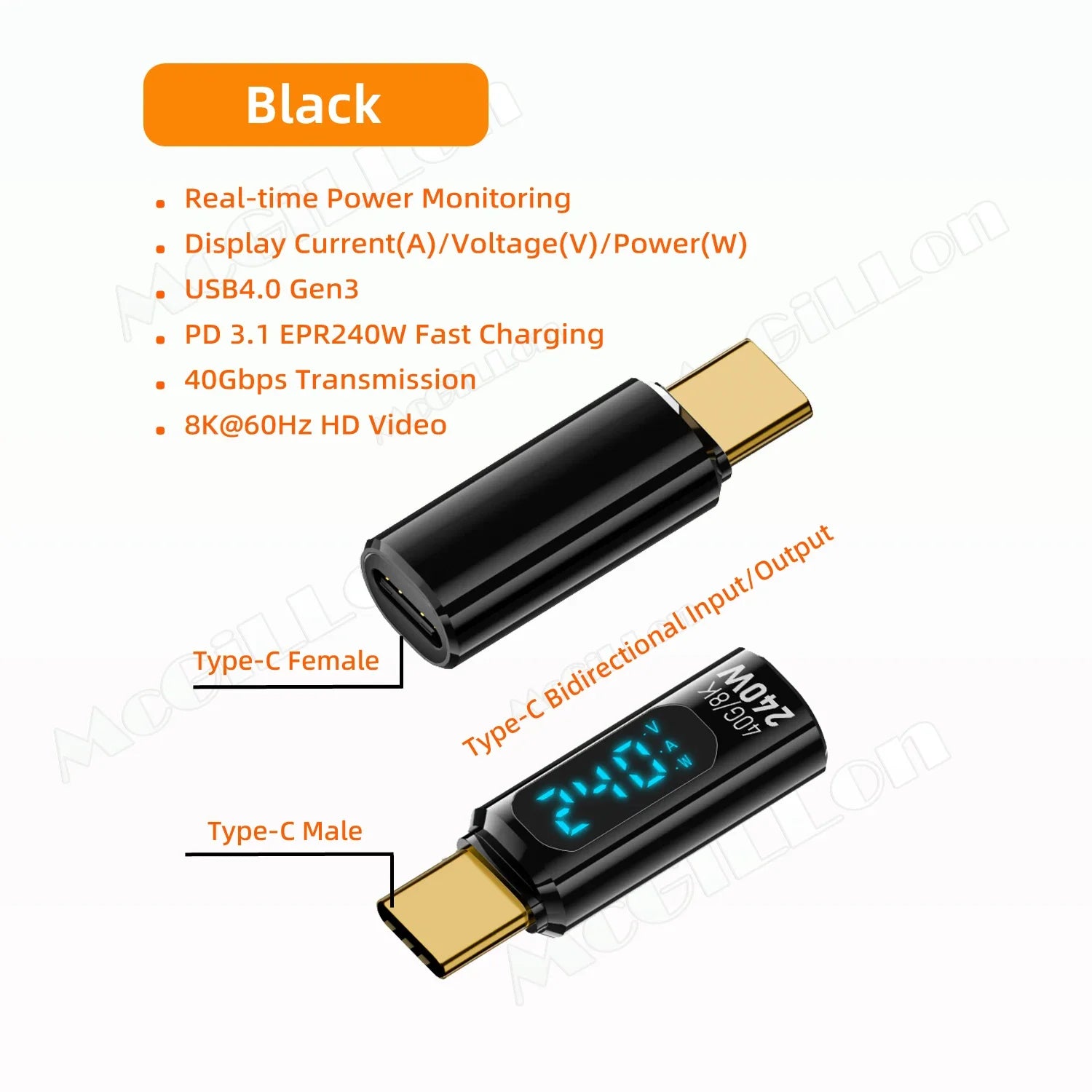 CowLost | product_id-240w-usb-c-extender-with-digital-led-wattage-meter-8k-40gbps-usb4-type-c-adapter-for-thunderbolt-3 |16