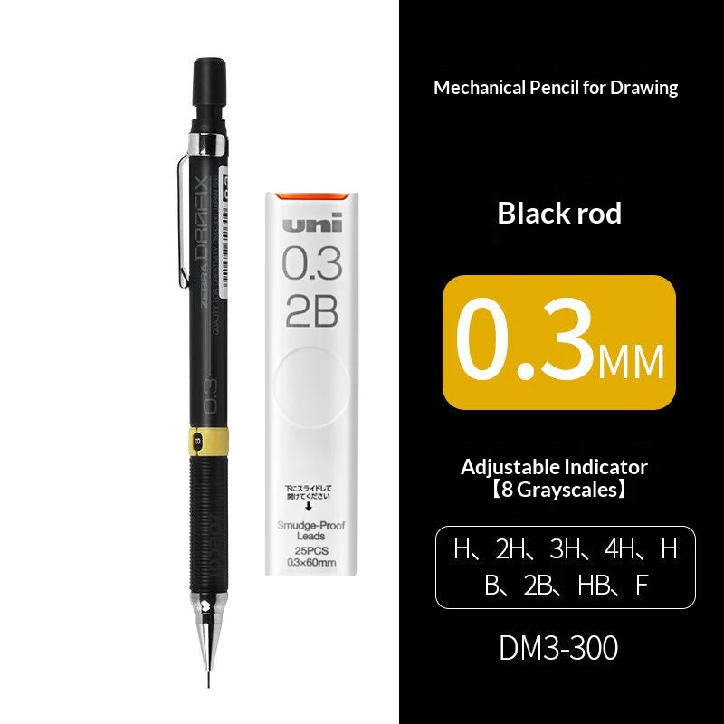 CowLost | product_id-zebra-dm5-300-mechanical-pencil-set-0-3-0-5-0-7-0-9mm-break-resistant-for-technical-drawing-and-school-use |20