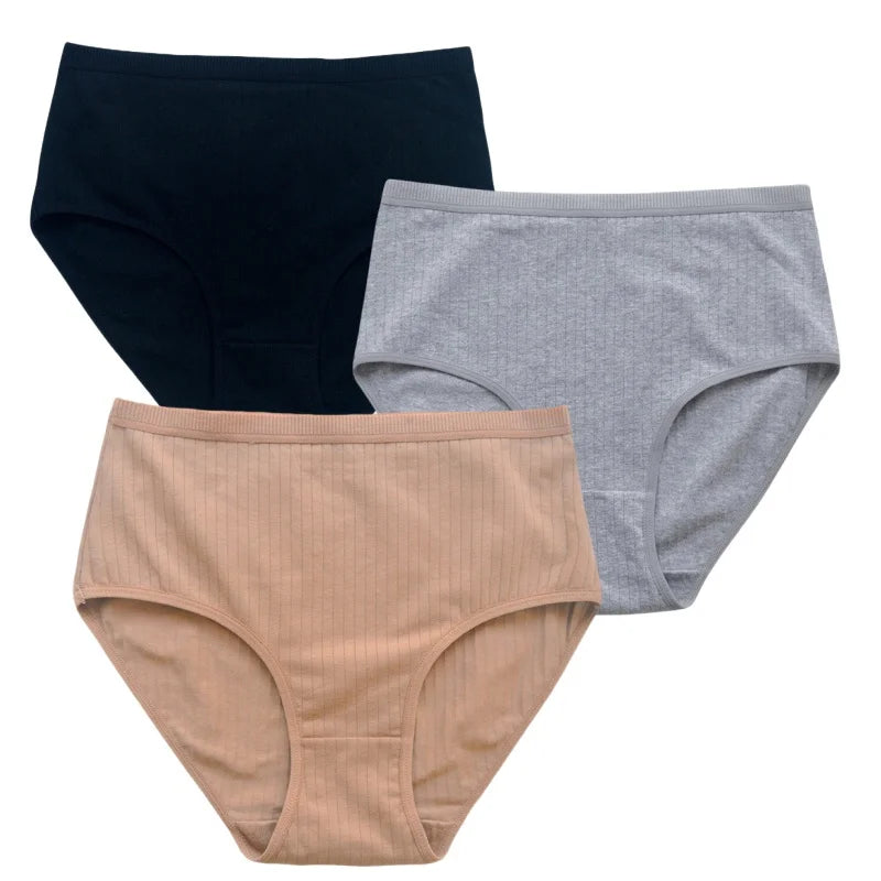 CowLost | product_id-3pcs-women-high-waist-cotton-briefs-tummy-control-breathable-underwear-m-xxl |13