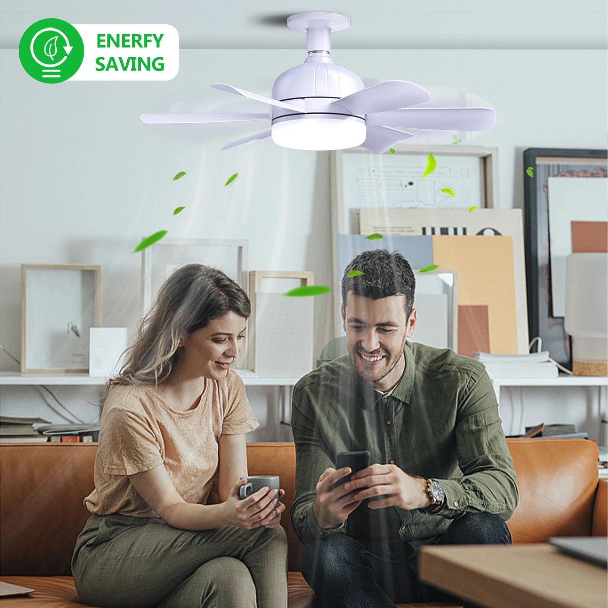 LED Ceiling Fan Light E26/E27 with Remote, Dimmable 3-Color, Speed Control for Living Room and Study