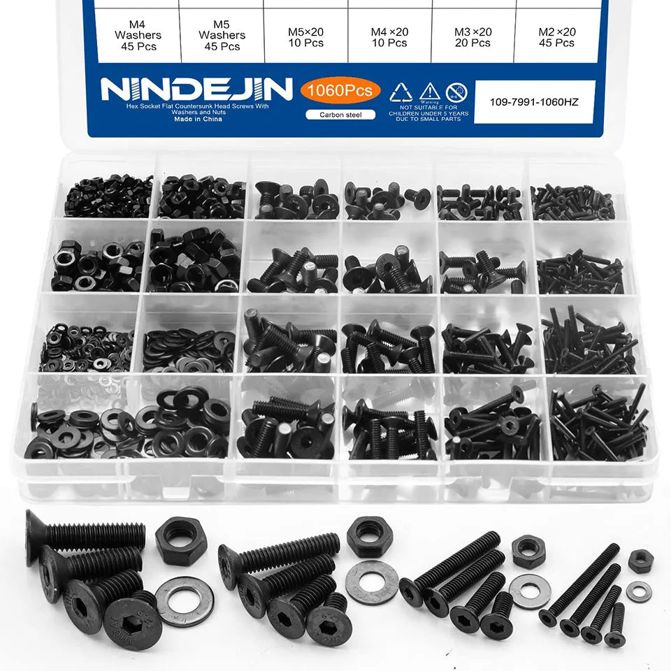 CowLost | 1060pcs-m2-m3-m4-m5-hex-socket-screw-set-carbon-steel |14