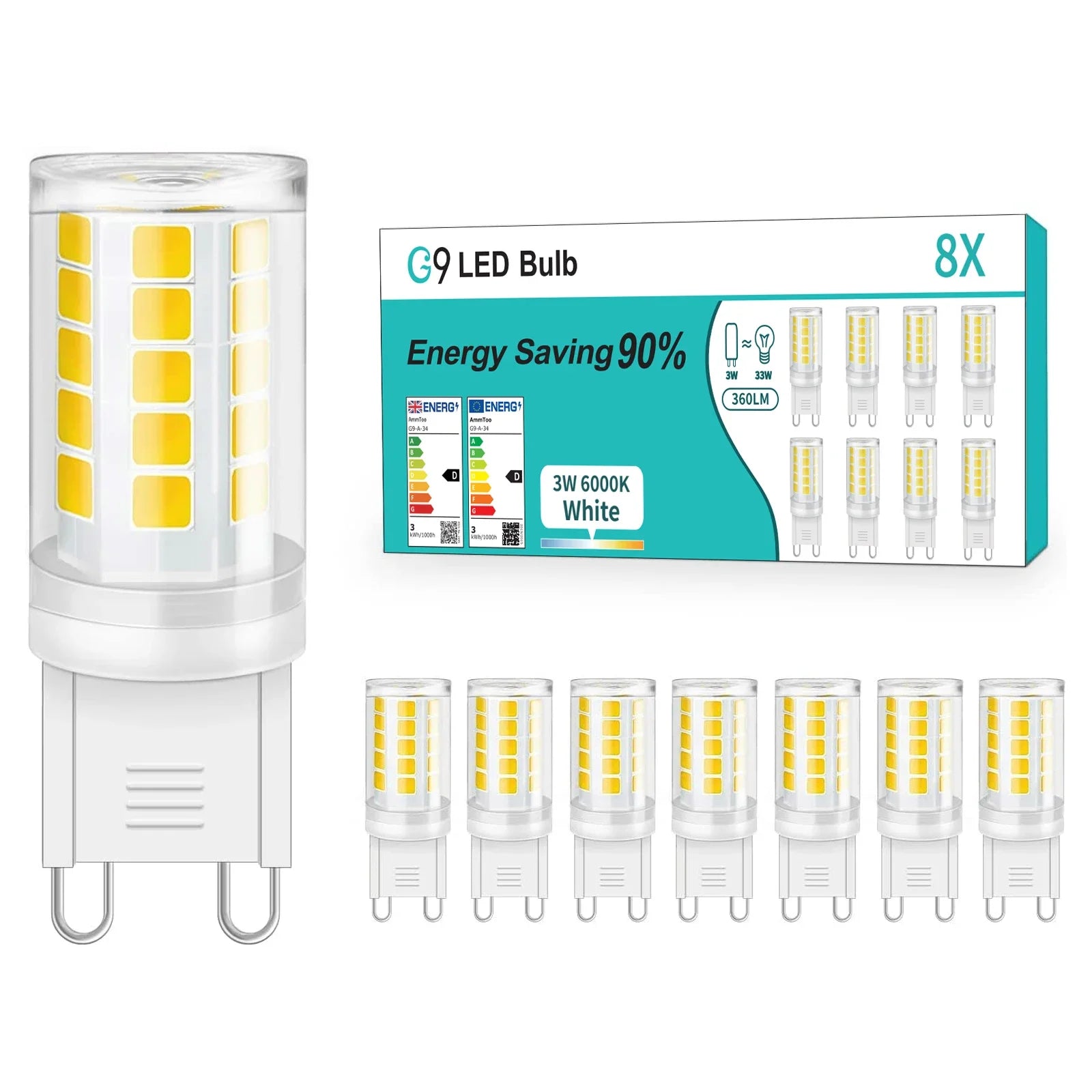 CowLost | product_id-3-8-pack-g9-3w-220v-led-corn-bulb-2700k-6000k-non-dimmable-replace-33w-halogen-chandelier-light |1