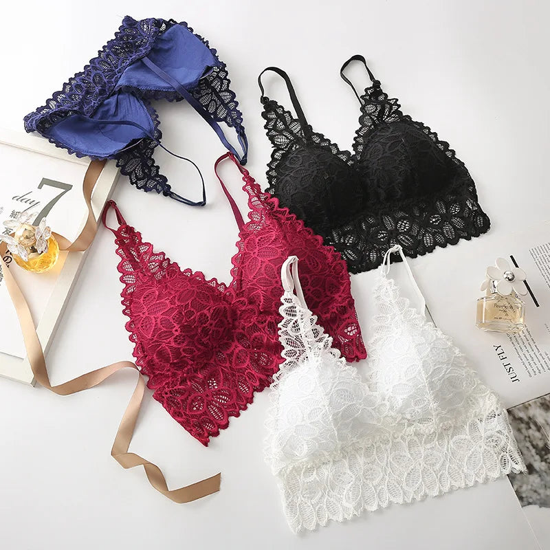 CowLost | product_id-wireless-lace-v-neck-push-up-bralette-for-women-comfortable-wireless-lift |1