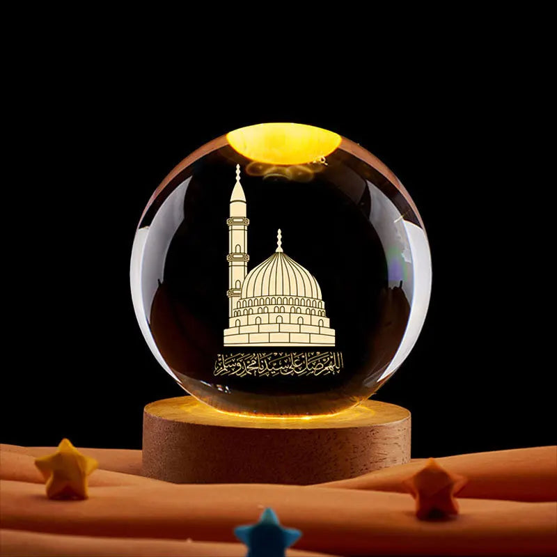 CowLost | 6cm-3d-crystal-ball-night-light-ramadan-decoration-for-home |5
