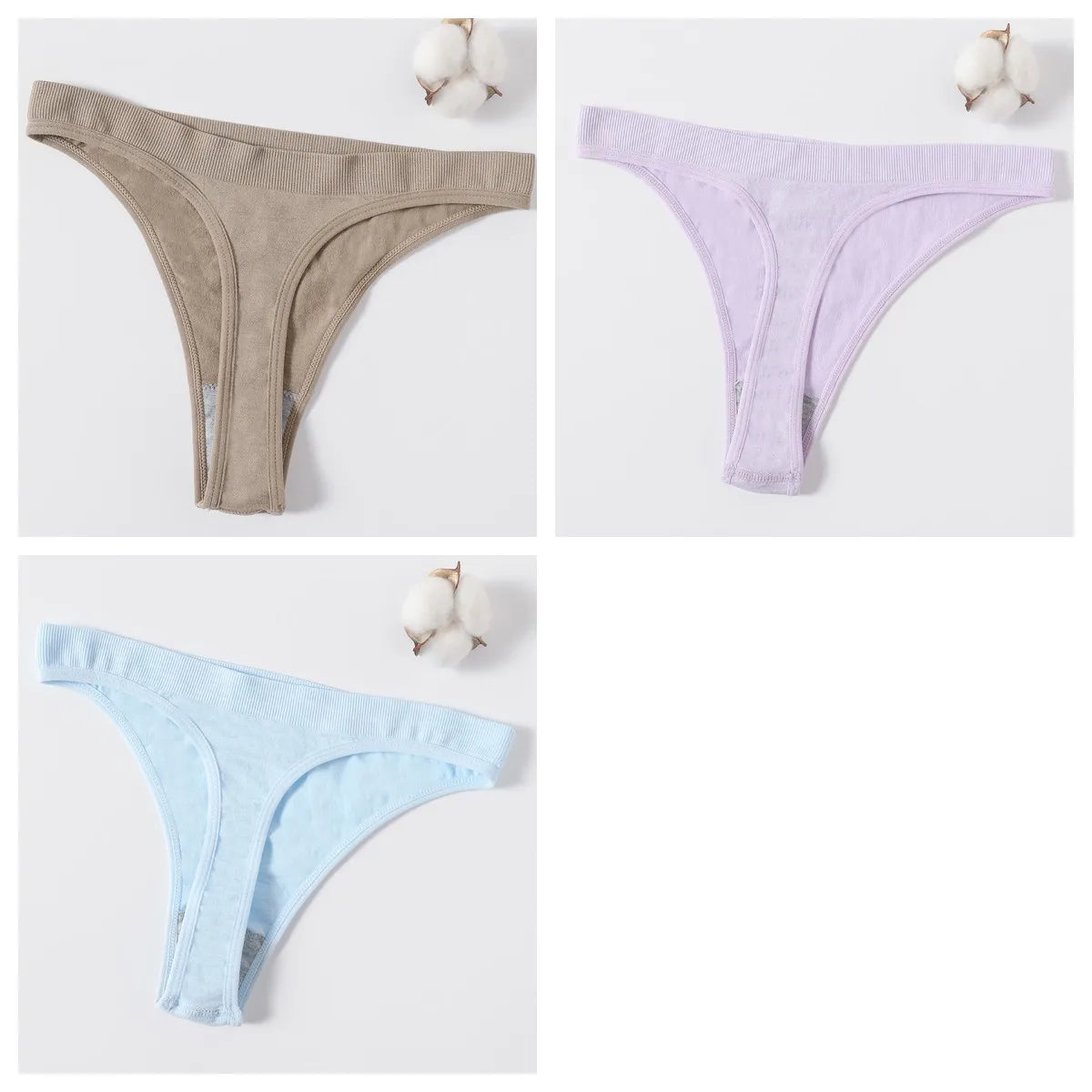 CowLost | product_id-3pcs-womens-brazilian-low-rise-ribbed-stretch-g-string-panties-m-xl-soft-comfort |35