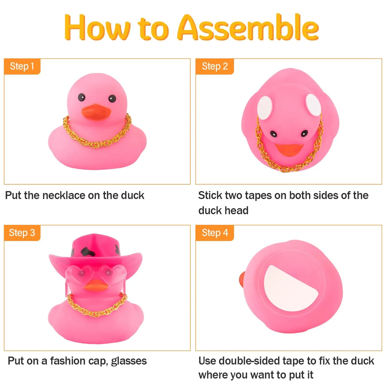CowLost | product_id-car-cowboy-rubber-duck-dashboard-ornament-with-hat-heart-glasses-and-chain-pink |5