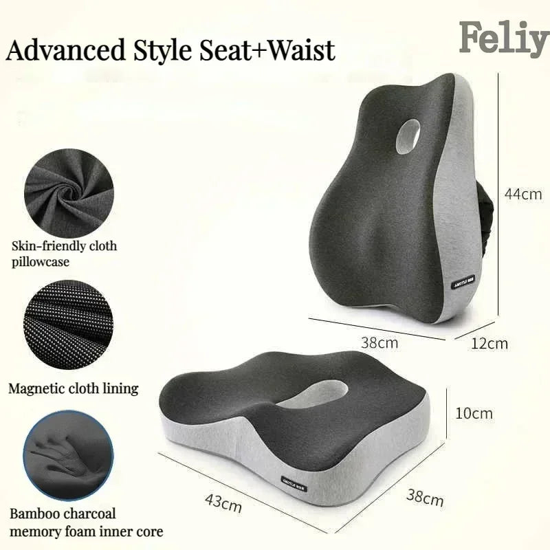 CowLost | memory-foam-office-chair-cushion-car-seat-support-waist-pillow-massage-lumbar-pain-relief-cushion-slow-rebound-orthopedic-pillow |30