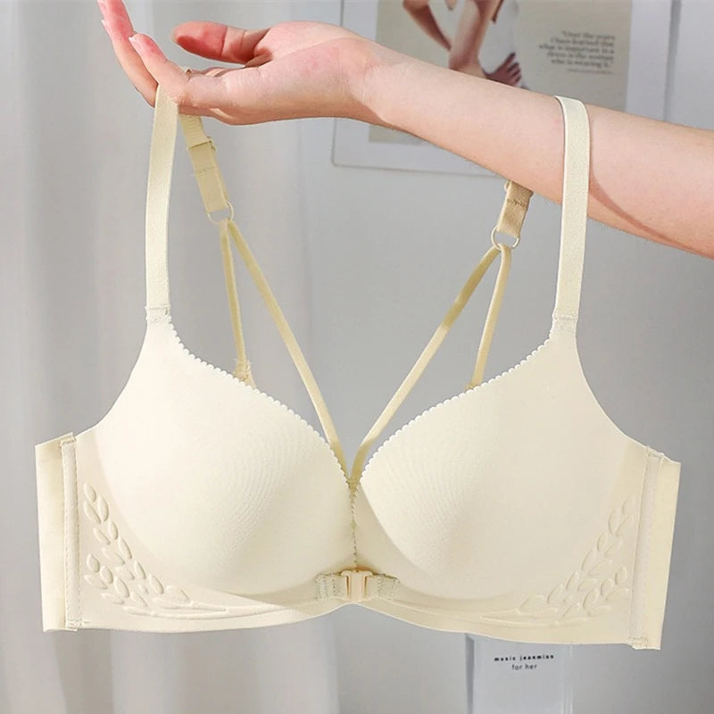 CowLost | sexy-front-button-beautiful-back-bra-for-women-with-small-breasts-seamless-flat-chest-side-breasts-no-steel-ring-large-bra |1