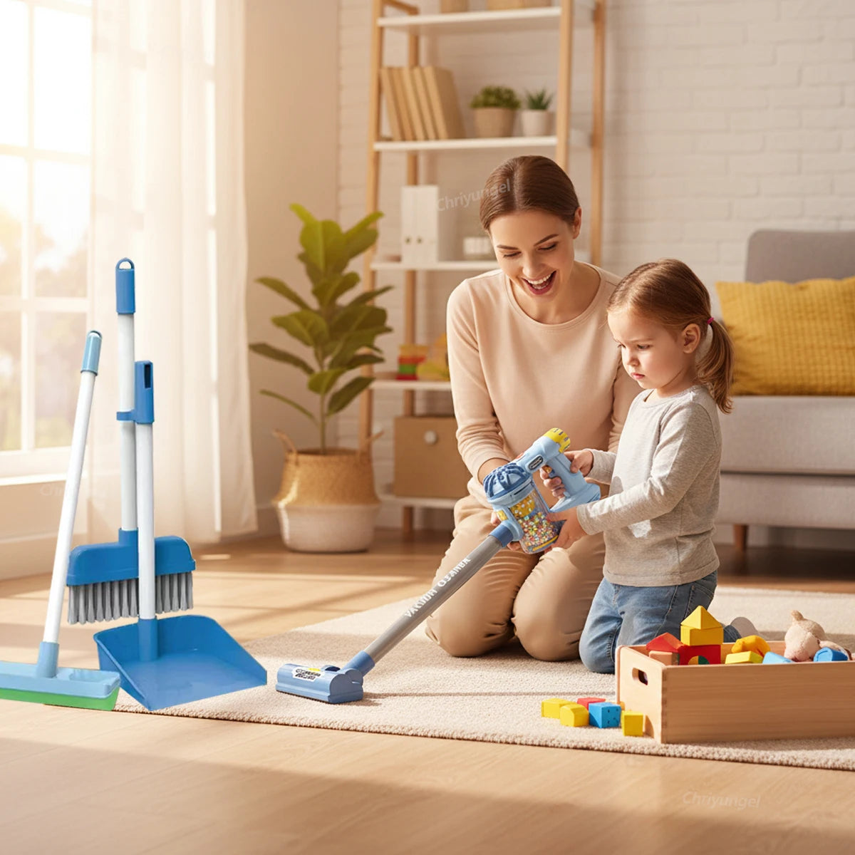 Kids Electric Vacuum Cleaner Toy Pretend Play Cleaning Set Educational Gift for Toddlers