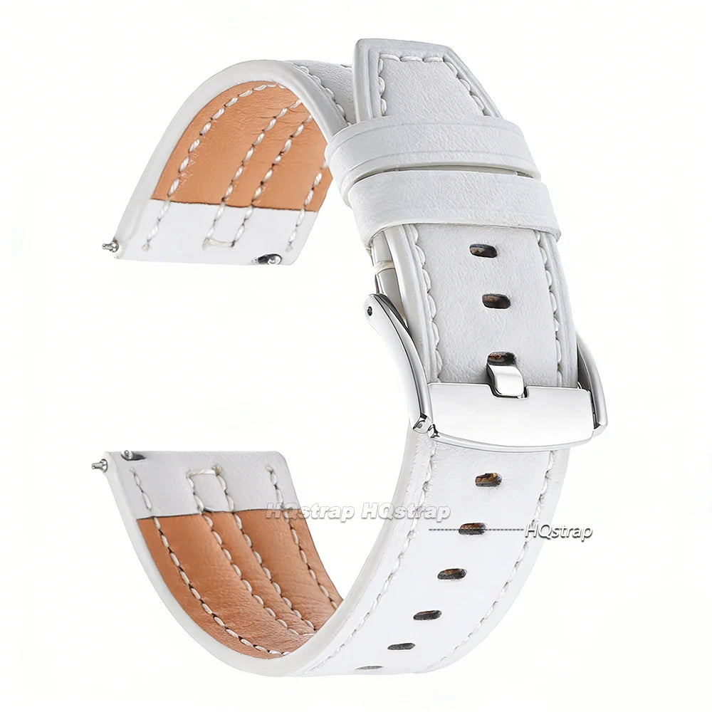 22mm Handmade Vintage Cowhide Leather Watch Band for Seiko Smartwatch Quick Release