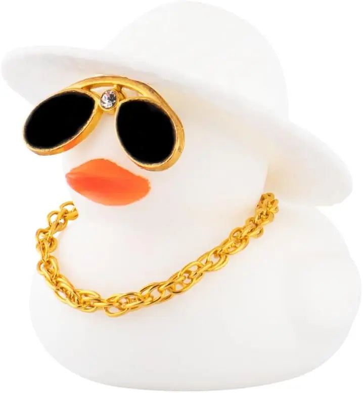 CowLost | product_id-white-rubber-duck-car-dashboard-ornament-with-cowboy-hat-and-swim-ring-necklace |8