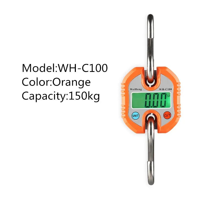 300kg Heavy Duty Electronic Digital Crane Scale 50g Accuracy Stainless Steel Hook LCD Display