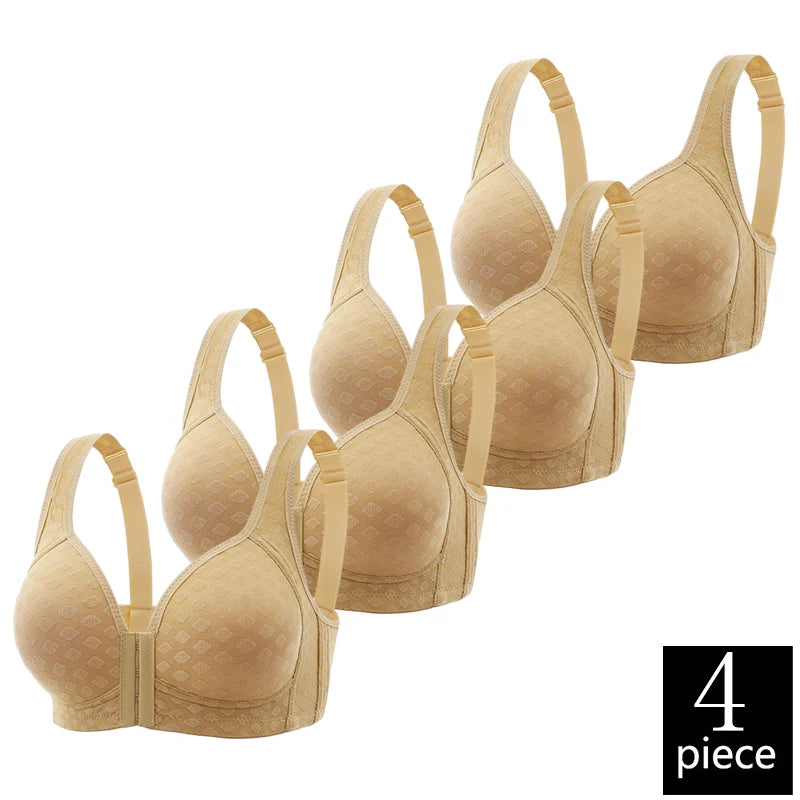 CowLost | product_id-fallsweet-4pcs-plus-size-seamless-wireless-front-closure-push-up-bras-for-women |9