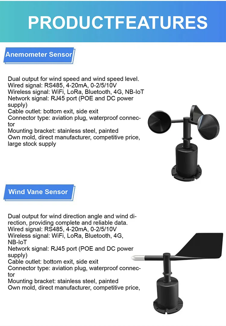 CowLost | 3d-printer-accessories-zts-3000-wind-speed-direction-sensor-rs485-4-20ma-for-outdoor-weather-monitoring |10