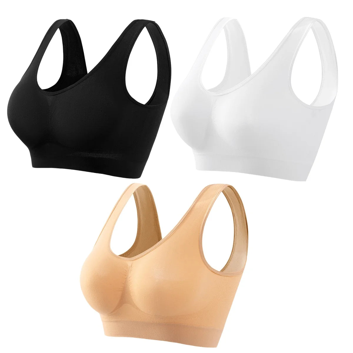 CowLost | product_id-3pcs-seamless-wireless-plus-size-crop-top-bra-set-s-5xl-breathable-sport-brassiere |8