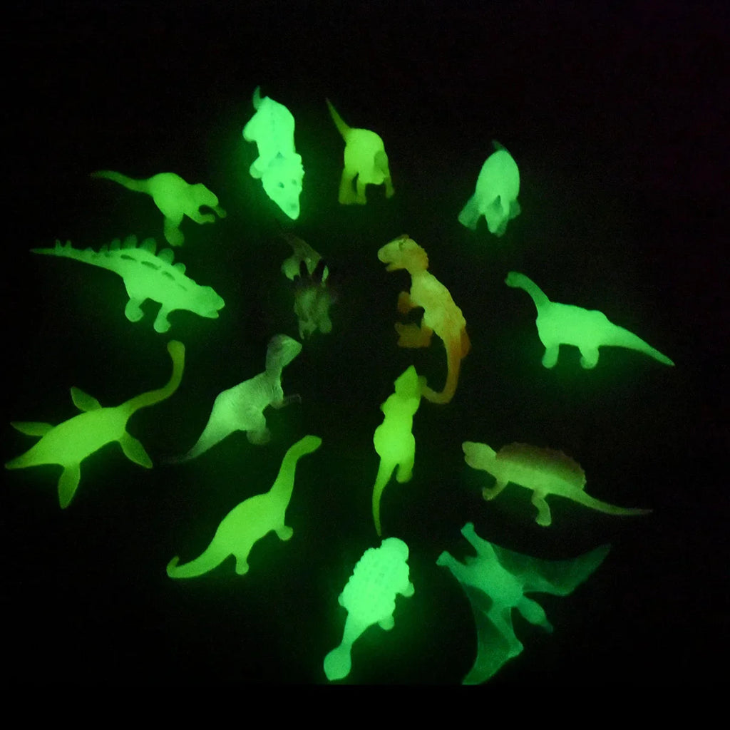16Pcs Glow-in-the-Dark Mini Dinosaur Figure Toys Set