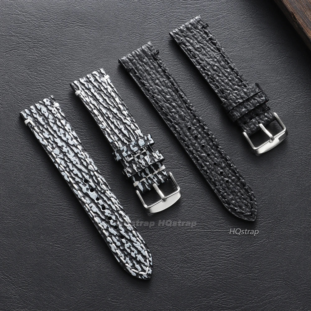 Handmade Vintage Leather Watchband 18-22mm for Seiko Panerai Snake Shark Skin Pattern Cowhide