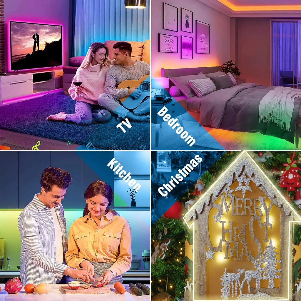 Mexllex 30M/20M RGB Neon Light Strip Waterproof with APP & Remote, Music Sync for Bedroom & Outdoors