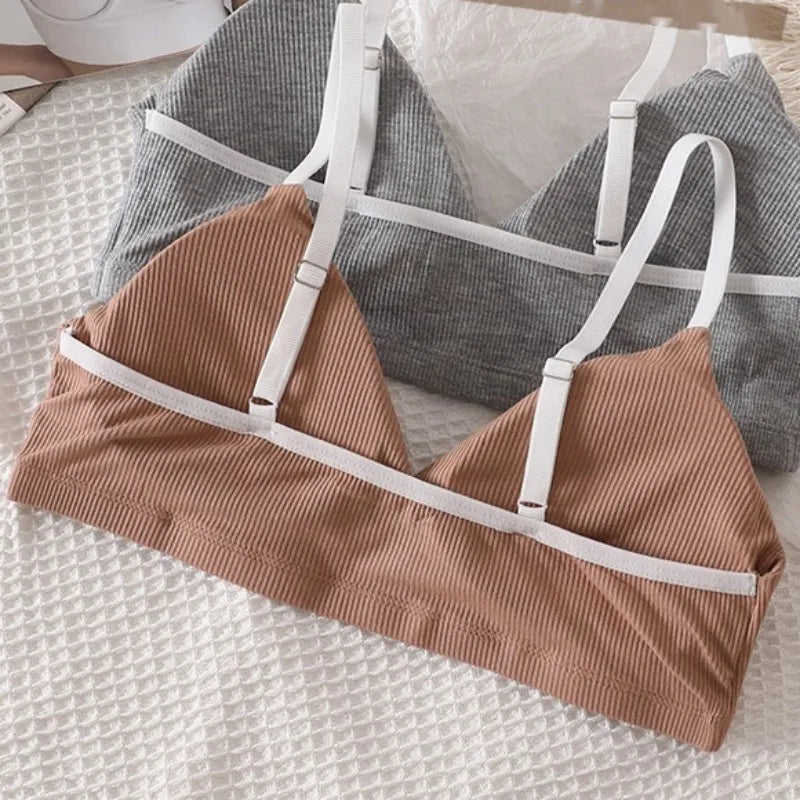CowLost | women-push-up-bra-and-panties-set-1-3-cup-non-wire-bra-low-waist-briefs-sexy-lingerie-female-sport-bra-cotton-underwear-set |10