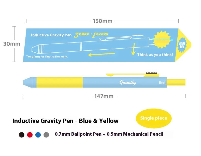 CowLost | product_id-black-technology-4-in-1-gravity-pen-with-metal-grip-multi-color-gel-ink-mechanical-pencil-for-school-and-office |20