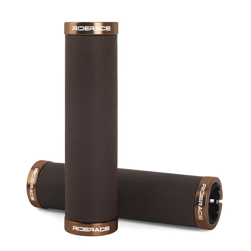 CowLost | riderace-bicycle-grips-lock-on-mountain-bike-handle-bar-cover-ergonomic-brown-shockproof-tpr-rubber-mtb-cycling-handlebar-grips |5