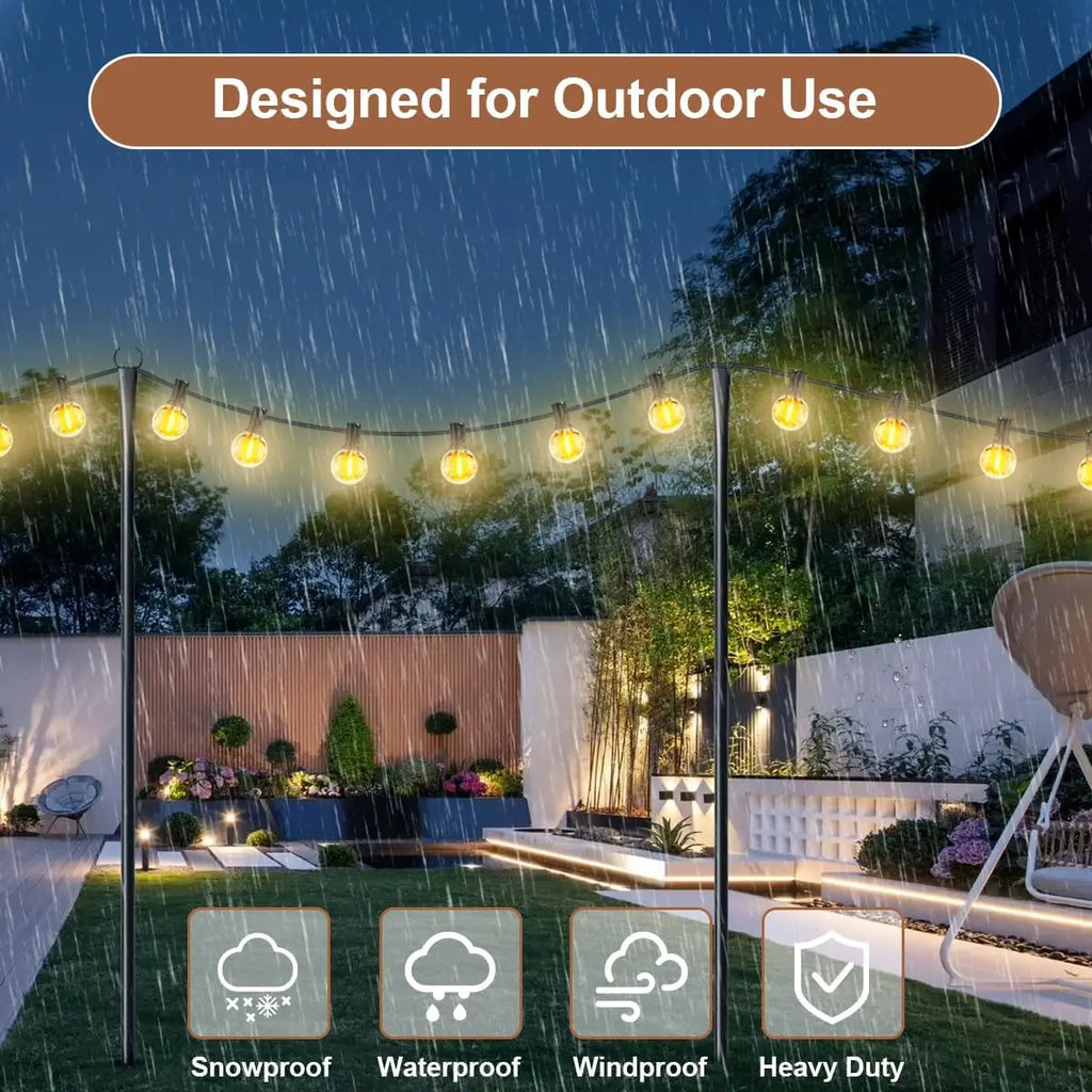 6/4/2 PCS Adjustable Metal String Light Poles with Forks for Outdoor Rustproof Use