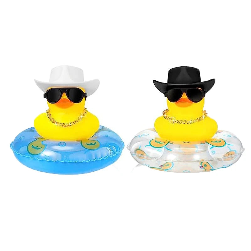 CowLost | 2-set-car-duck-mini-car-dashboard-yellow-rubber-duckies-toy-jeep-duck-party-favor-car-decoration-table-ornament-car-accessory |22