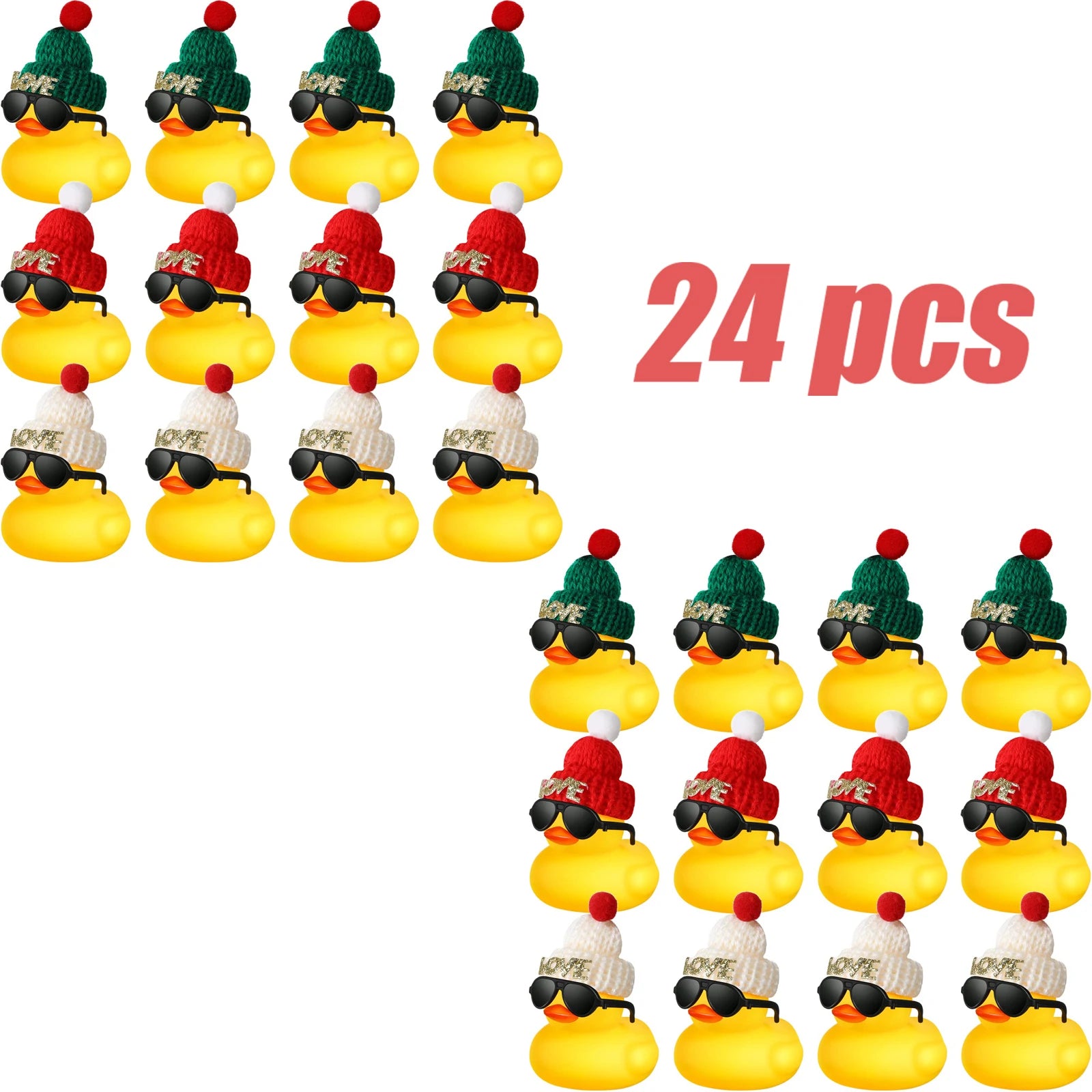 CowLost | product_id-6-12-24-mini-rubber-ducks-bulk-set-with-plush-hat-for-christmas-valentine-party-favor |8