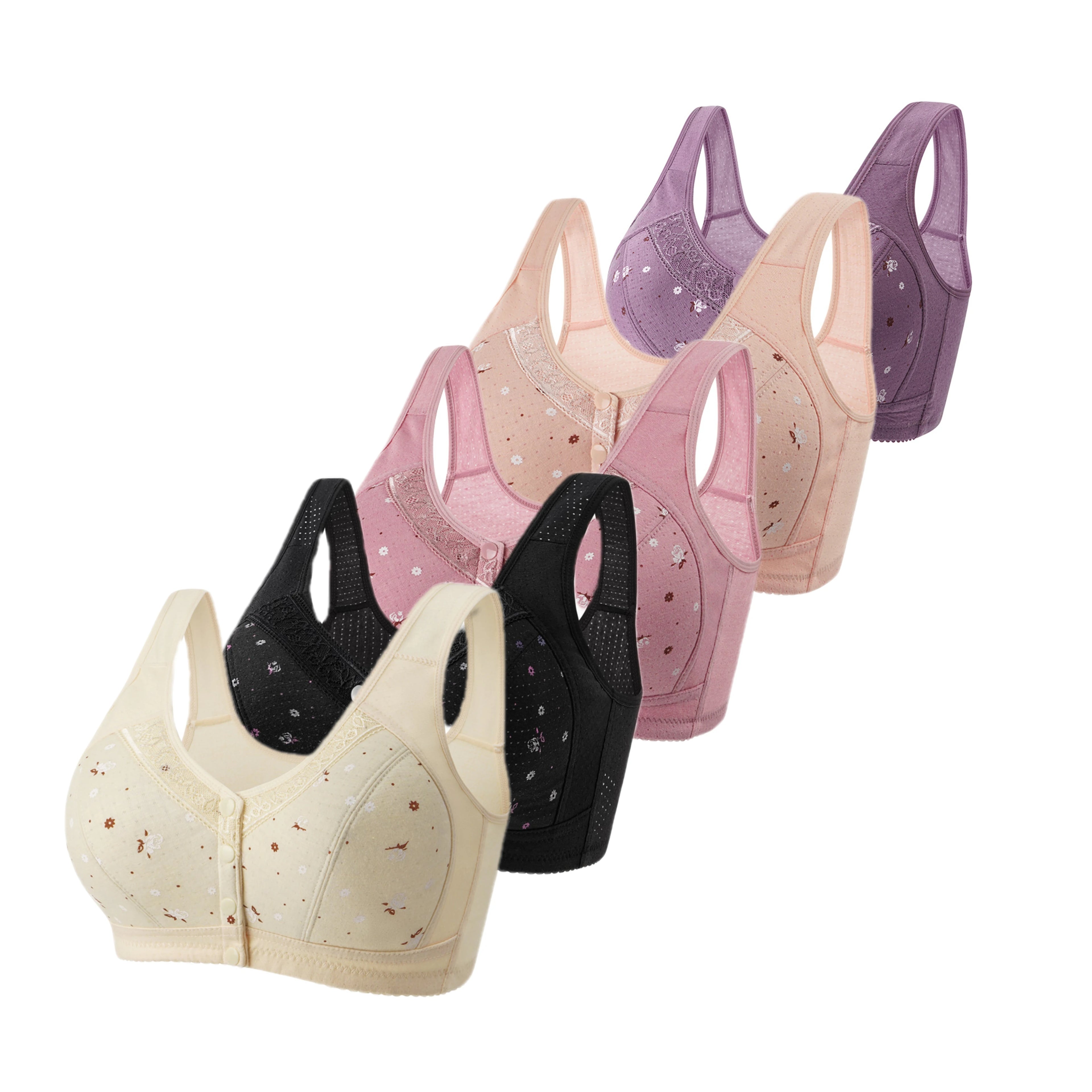 CowLost | product_id-fallsweet-5-piece-wireless-front-closure-seamless-lace-plus-size-bras-38-50bc |25