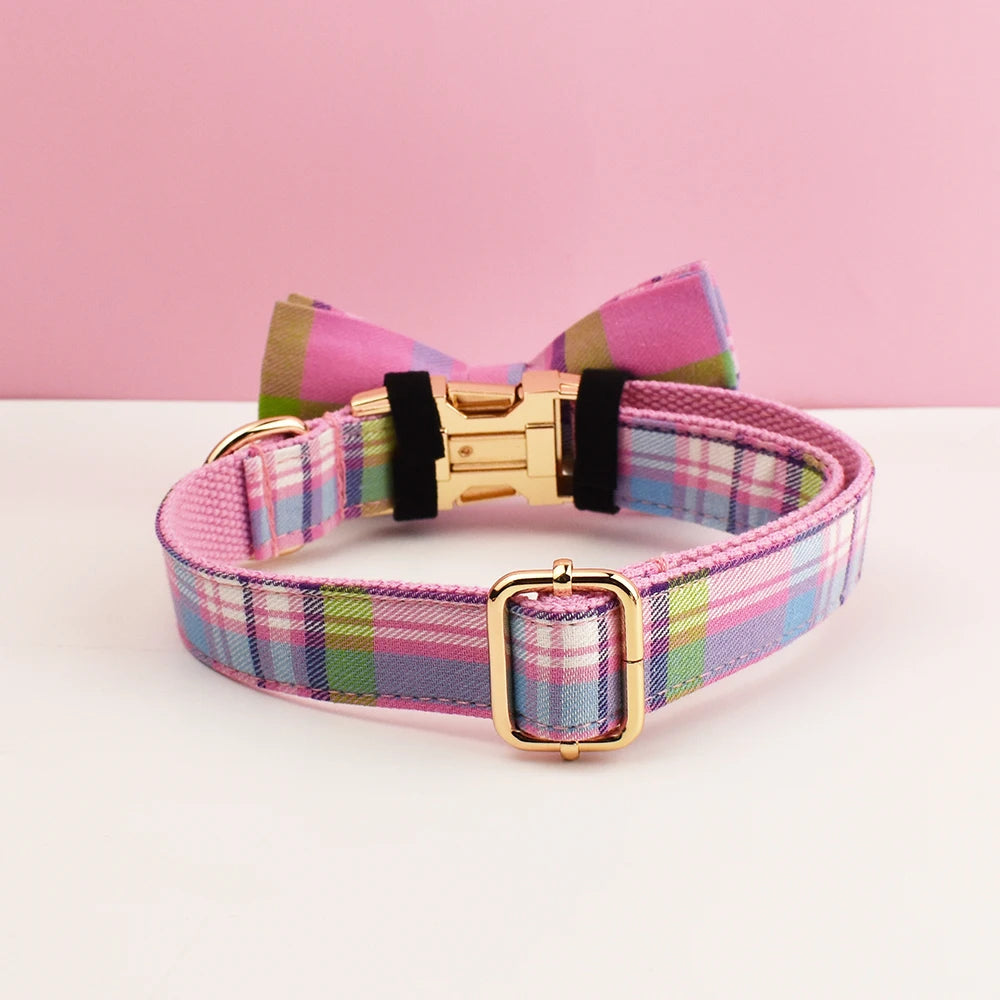 CowLost | cat-furniture-adjustable-plaid-cat-collar-with-bowknot-and-bell |6