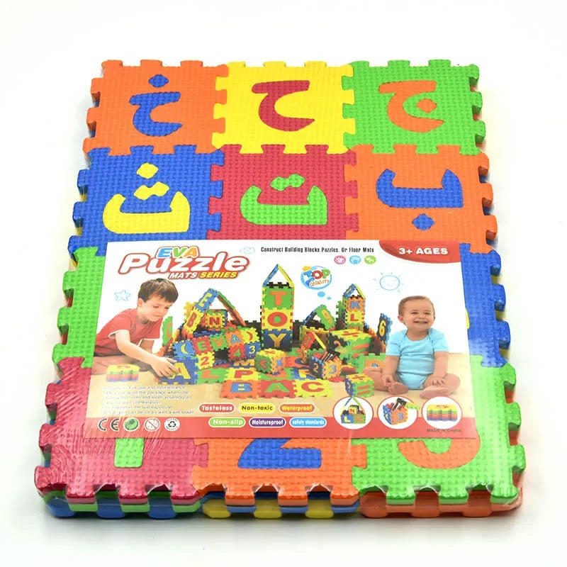 Arabic Alphabet and Number Puzzle Mats for Kids 28PCS Language & 8PCS Number Carpet Rugs
