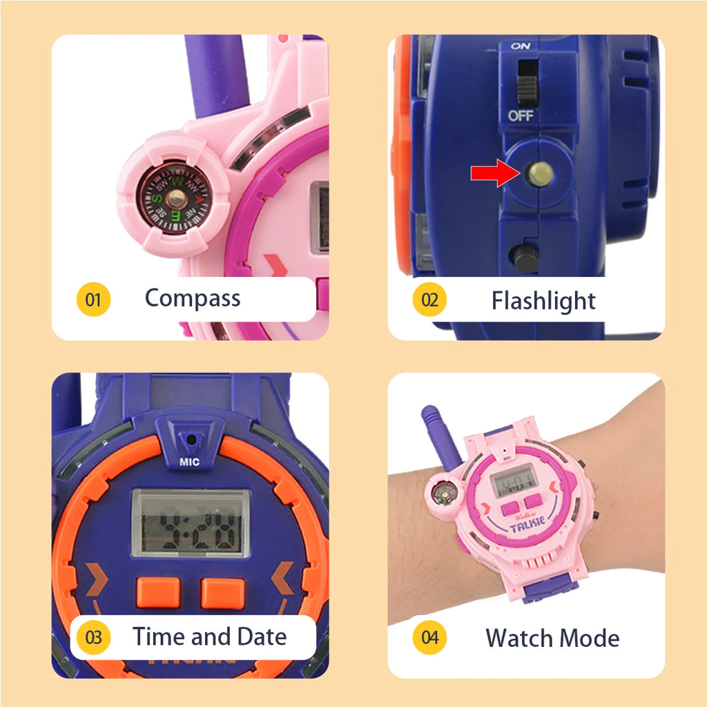 CowLost | product_id-2pcs-rechargeable-electronic-walkie-talkie-watch-with-compass-kids-toy-gift |4