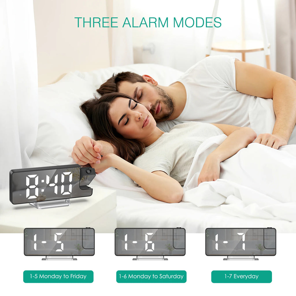 ORIA LED Projection Alarm Clock with Large 7.9" Screen, Date & Temperature Display