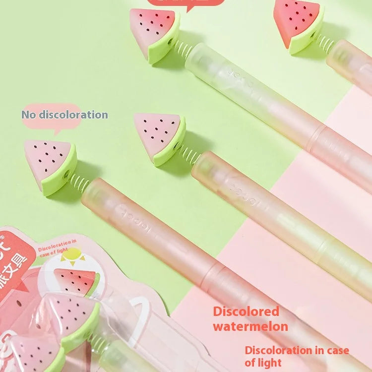 CowLost | product_id-4pcs-lopet-kwaii-cute-twist-gel-pens-color-changing-watermelon-vanilla-cream-quick-dry-black-ink-stationery-gift |3