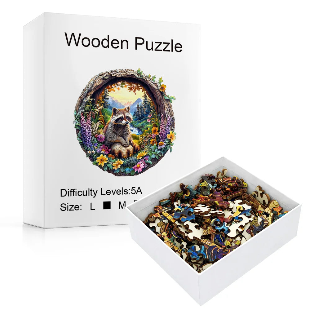 CowLost | product_id-eco-friendly-wooden-raccoon-forest-animals-jigsaw-puzzle-for-adults-unique-shapes-4-6-hour-assembly |2