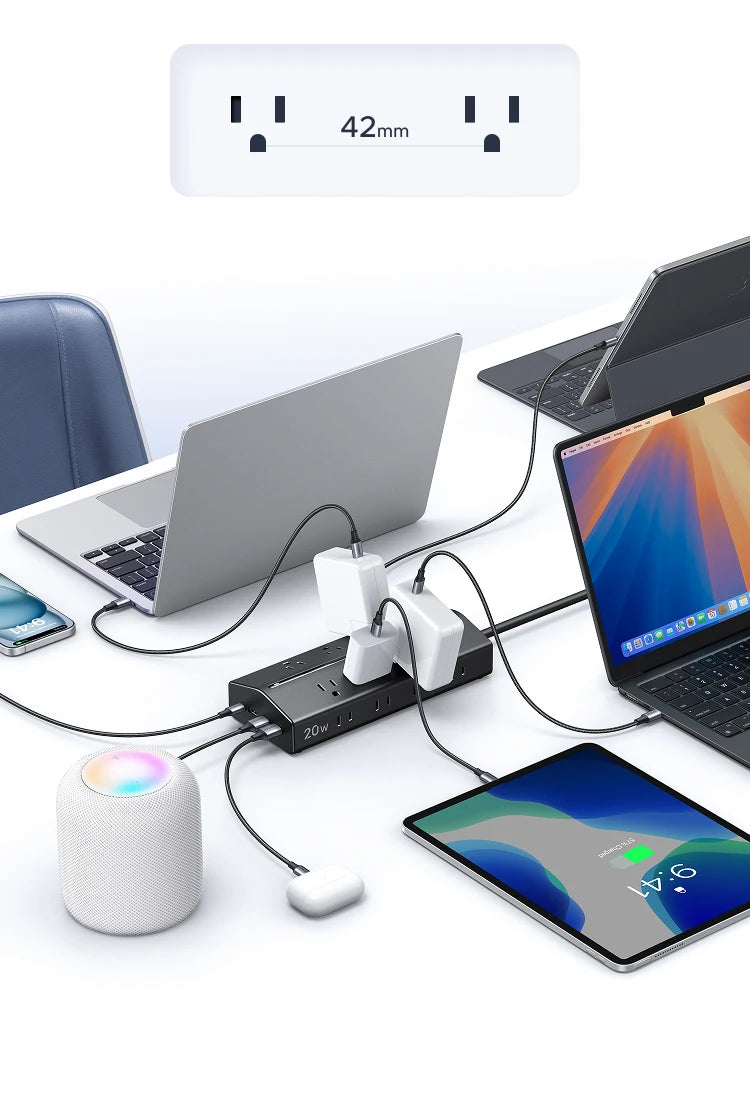 CowLost | ugreen-20w-power-strip-fast-charger-16-ac-outlets-1-usb-c-3-usb-a |10