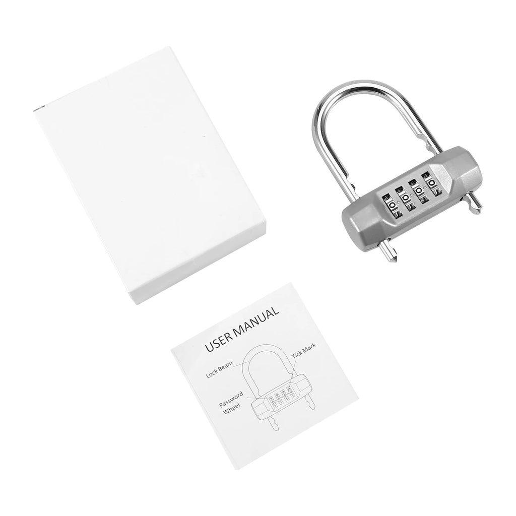 Combination 4-Digit Resettable Waterproof Padlock with Adjustable Shackle for Gym Luggage