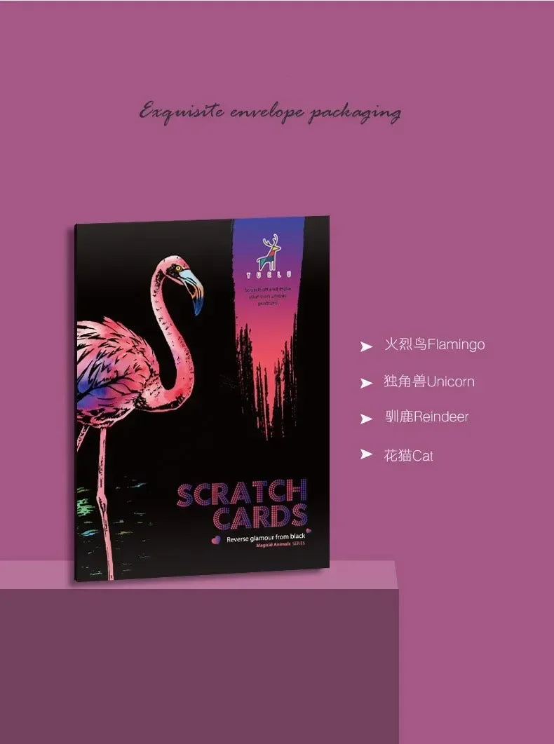 CowLost | product_id-4-pcs-a4-diy-scratch-painting-set-with-cartoon-animals-night-view-designs |18