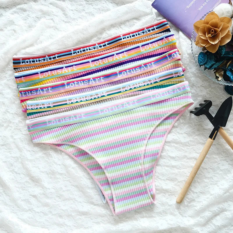 CowLost | product_id-3pcs-women-s-low-waist-striped-cotton-briefs-m-xxl-breathable-panties |1