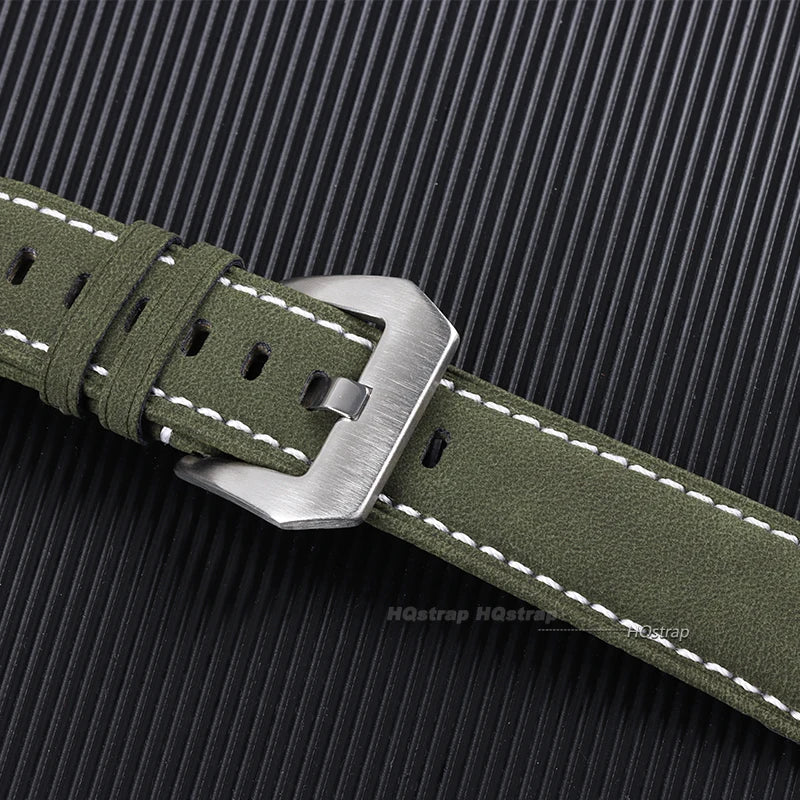 Vintage Matte Leather Watchband Strap 18-24mm Black Blue Brown Unisex
