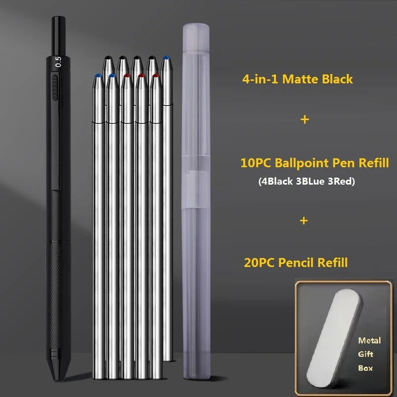 CowLost | product_id-metal-4-in-1-gravity-gel-pen-0-7mm-black-red-blue-mechanical-pencil-press-type-quick-dry-ballpoint |7