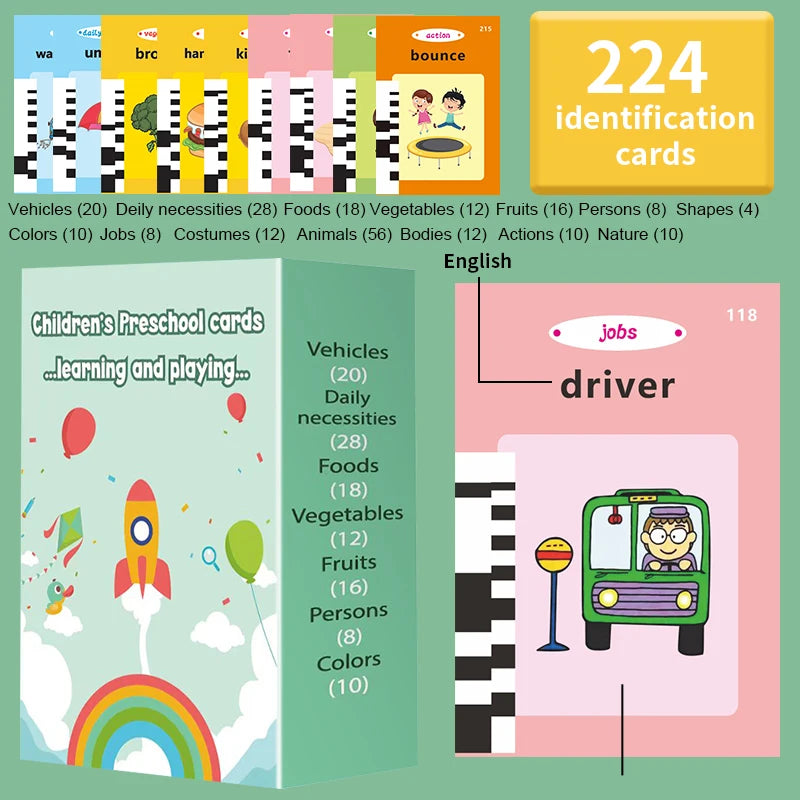 Early Education Talking Flash Card Machine with English Audio Book for Kids Birthday Gift Toy