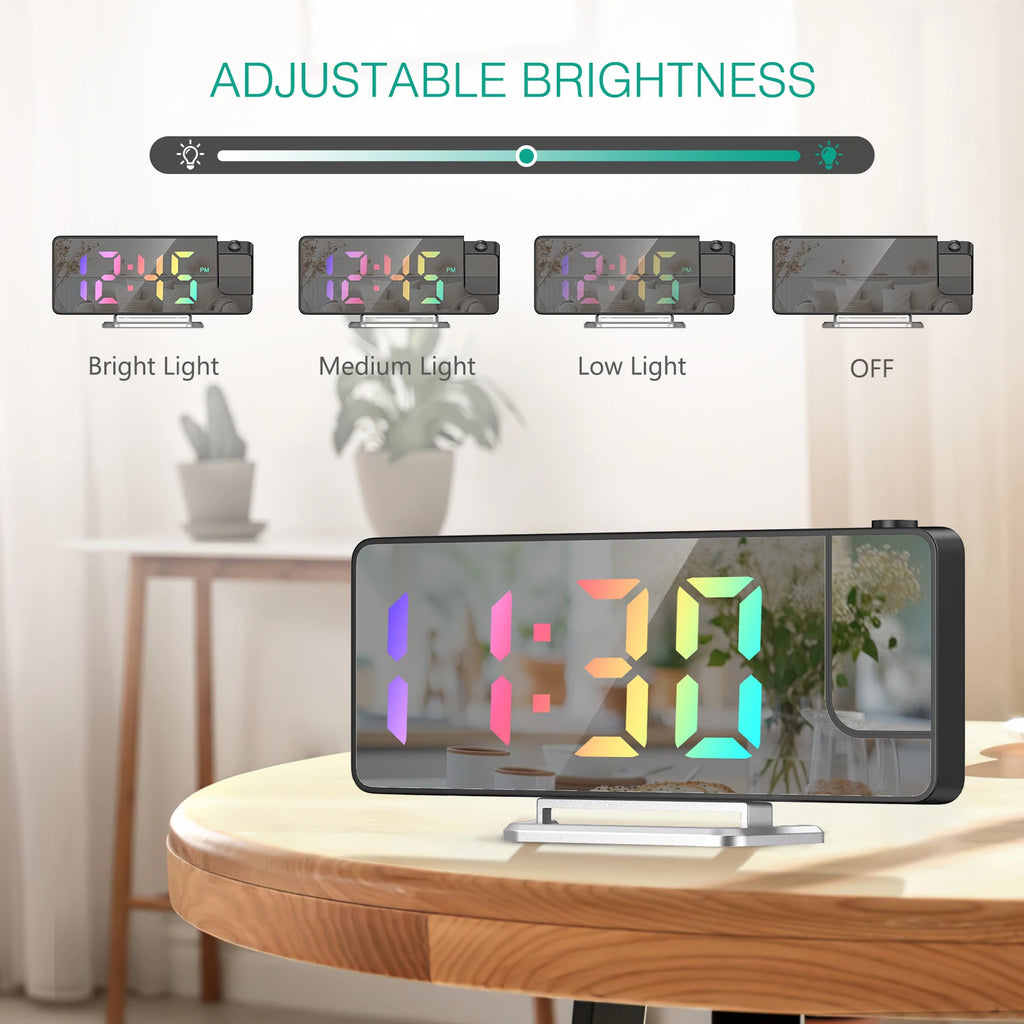 ORIA LED Projection Alarm Clock with Large 7.9" Screen, Date & Temperature Display