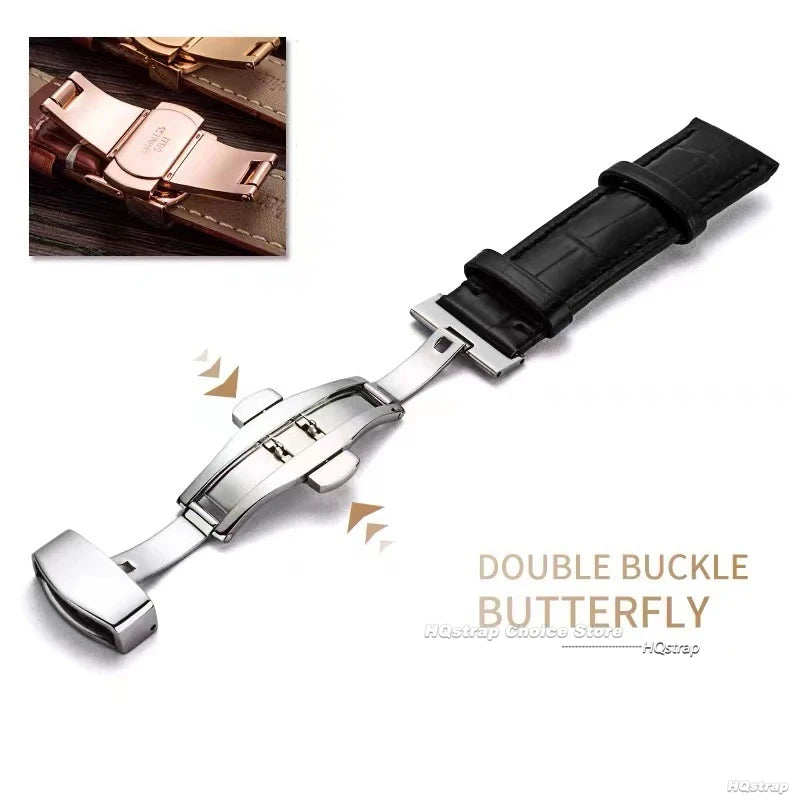 CowLost | bracelets-product_id-genuine-leather-watch-strap-18-24mm-with-butterfly-folding-clasp-and-watchband-box-replacement-wristband |9
