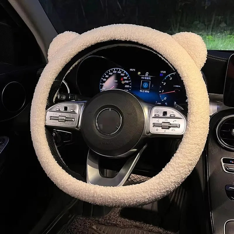 CowLost | winter-warm-soft-plush-cartoon-bear-ear-car-interior-accessories |25