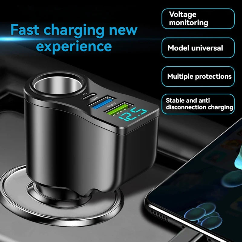 CowLost | product_id-baideluo-4-in-1-car-adapter-with-2-usb-ports-type-c-pd-fast-charger-12v-24v |3