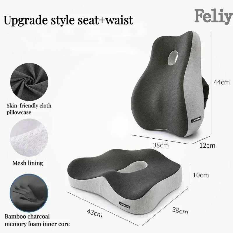 CowLost | memory-foam-office-chair-cushion-car-seat-support-waist-pillow-massage-lumbar-pain-relief-cushion-slow-rebound-orthopedic-pillow |32