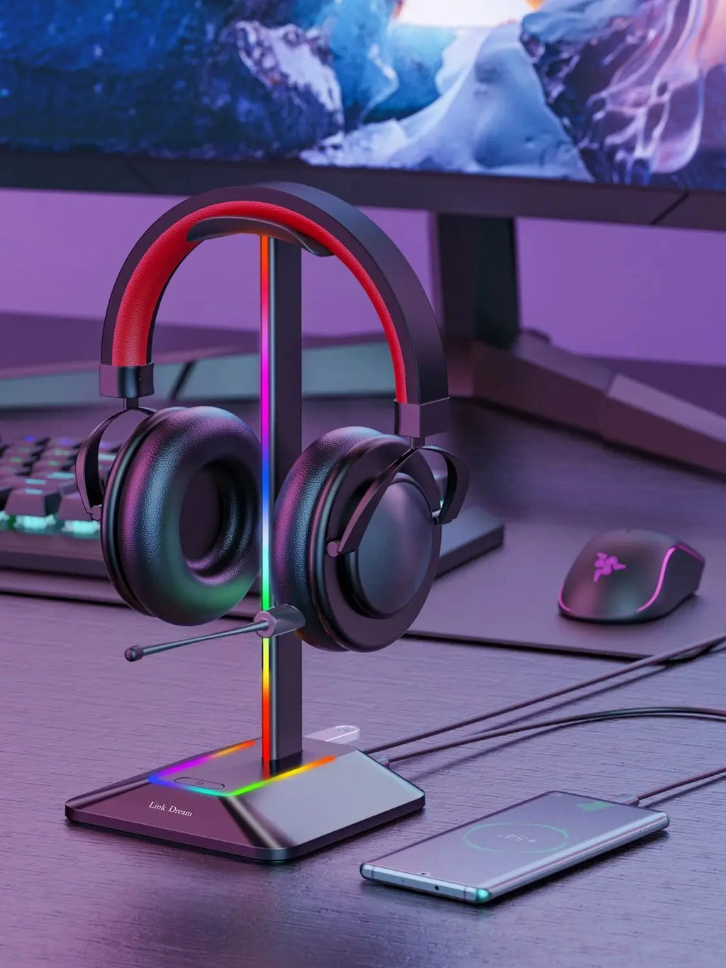 CowLost | mobile-phone-cases-new-bee-z8-rgb-headphone-stand-with-usb-ports |7