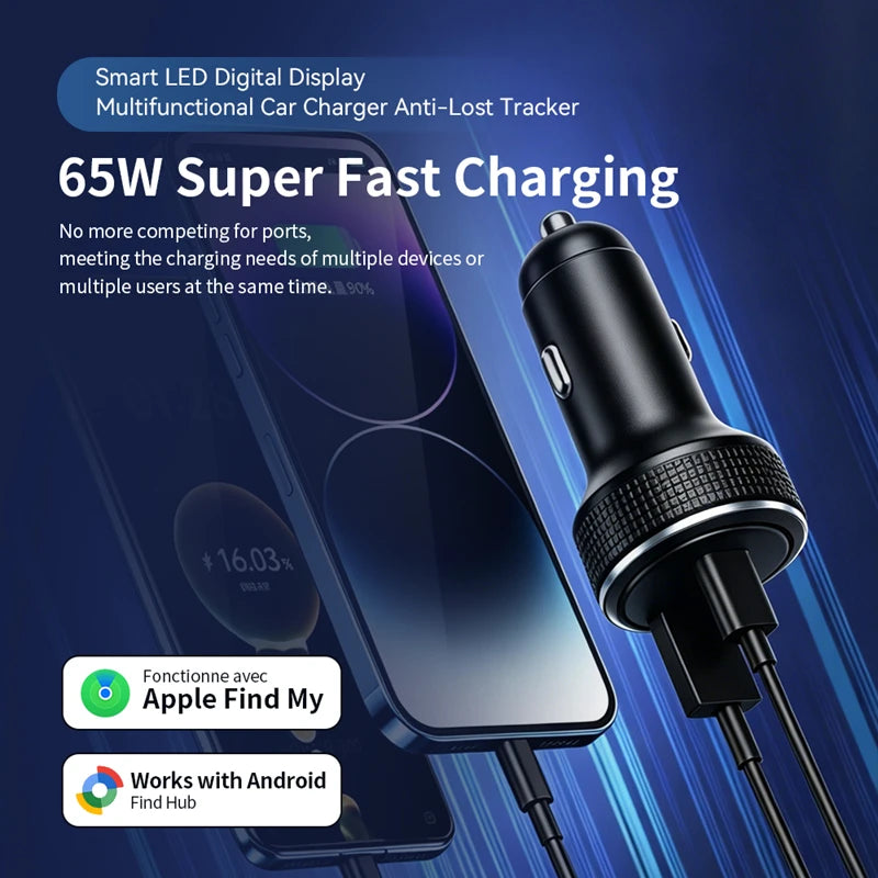 CowLost | product_id-car-charger-with-find-my-tracker-battery-voltage-display-ambient-light-pd-fast-charge-usb-c-for-ios-android |5