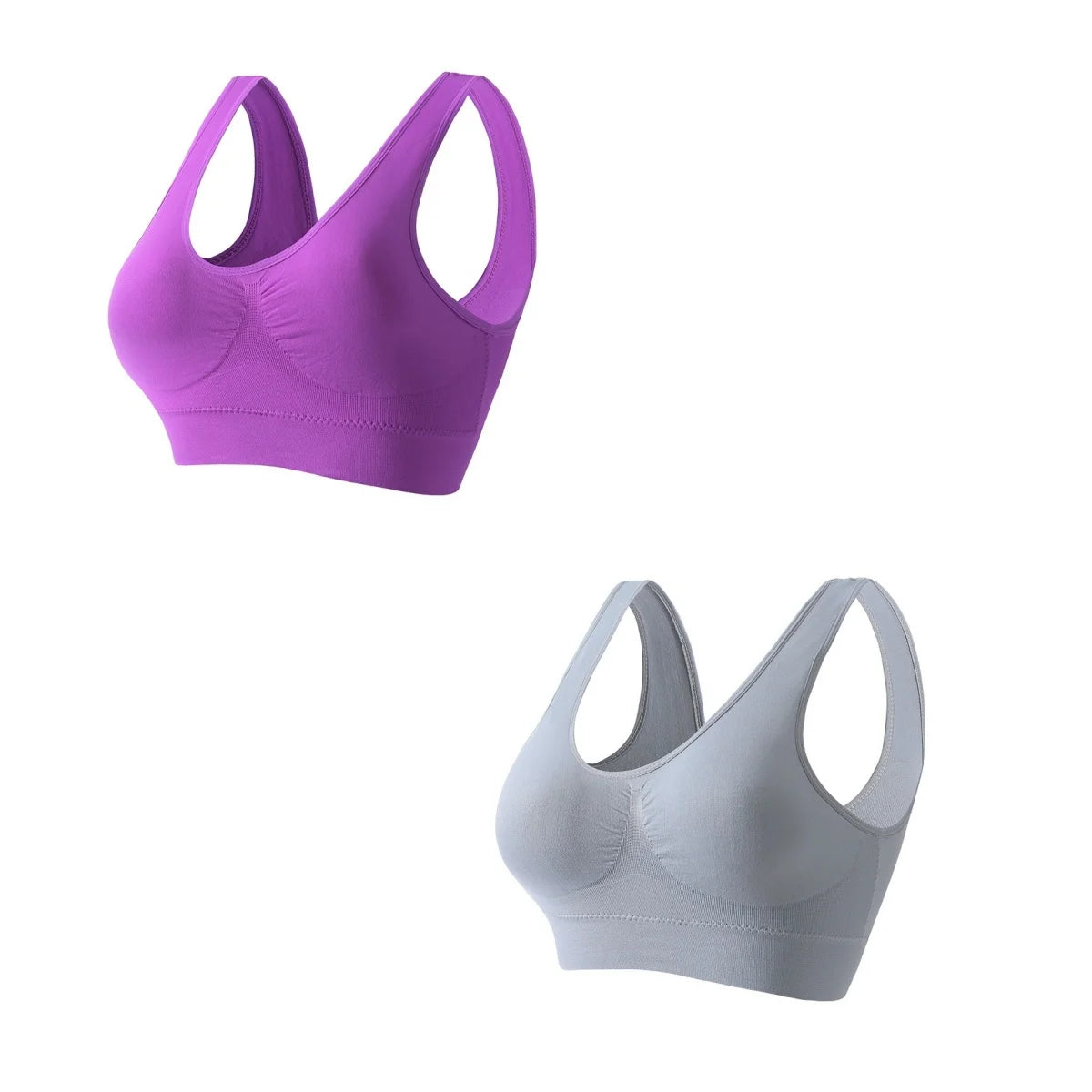 CowLost | product_id-2pcs-wireless-push-up-seamless-sports-bras-plus-size-crop-tops-for-women |9